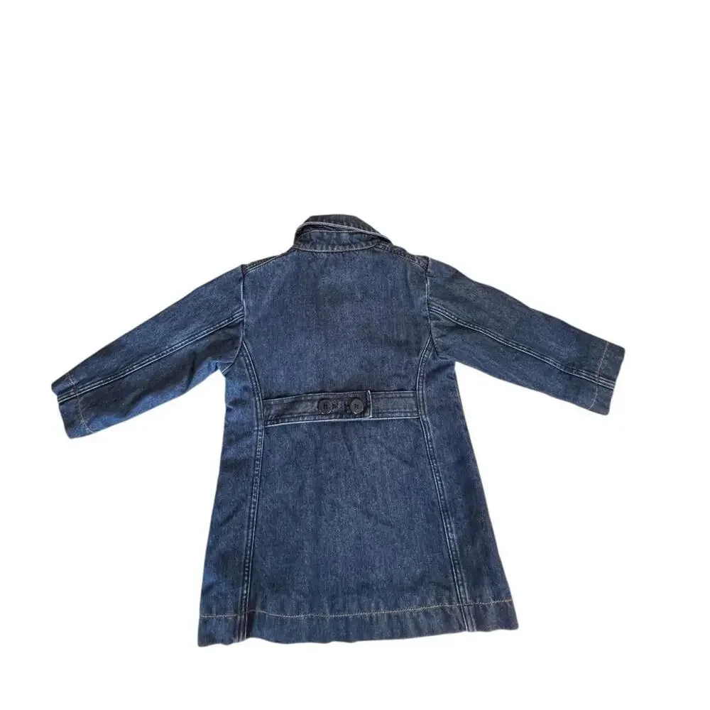 Y2K Baby Gap Denim Peacoat Jacket Double Breasted Blue Jean Coat Toddler‎ 3XL